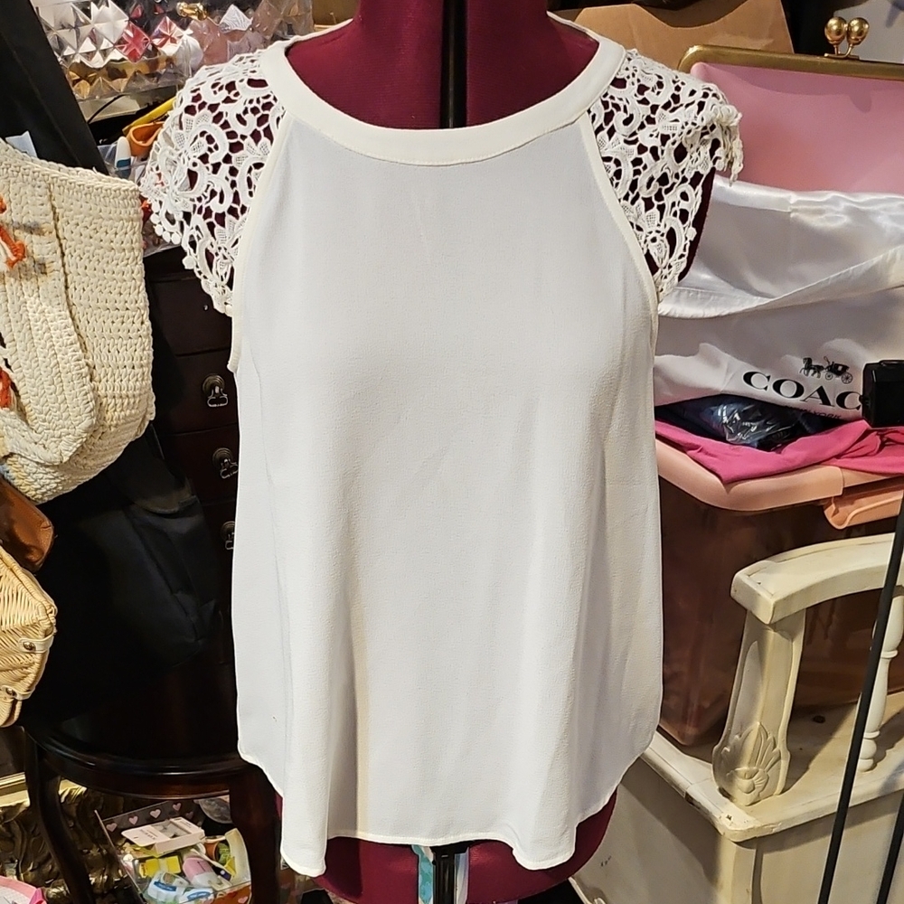 Monteau White Lace Sleeve Blouse